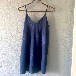 Navy Blue floral satin mini dress. Lulus size small